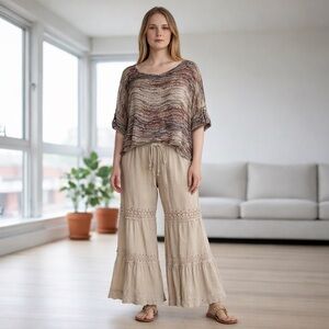 Tempo Paris Sheer Silk Blend‎ Animal Print Top